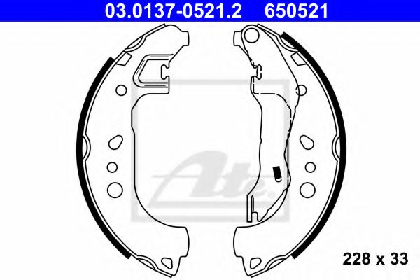 03.0137-0521.2 ATE Brake System Brake Shoe Set