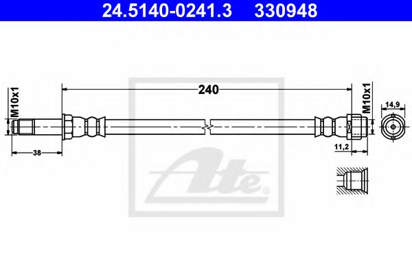 24.5140-0241.3 ATE Brake System Brake Hose