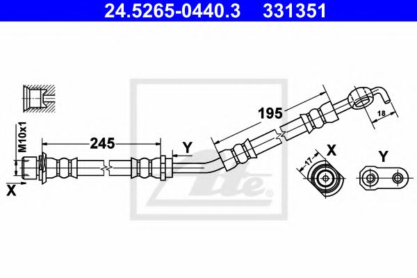 24.5265-0440.3 ATE Brake System Brake Hose