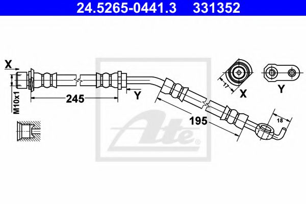 24.5265-0441.3 ATE Brake System Brake Hose