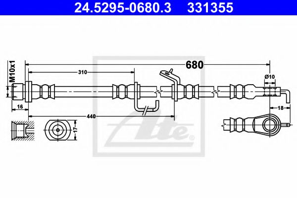 24.5295-0680.3 ATE Brake System Brake Hose