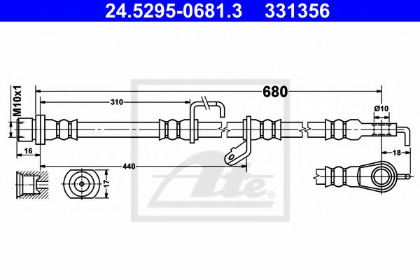 24.5295-0681.3 ATE Brake System Brake Hose