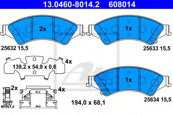 13.0460-8014.2 ATE Brake System Brake Pad Set, disc brake