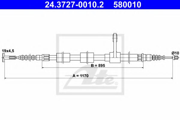 24.3727-0010.2 ATE Brake System Cable, parking brake