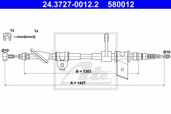 24.3727-0012.2 ATE Brake System Cable, parking brake