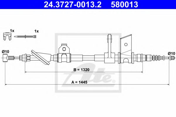 24.3727-0013.2 ATE Brake System Cable, parking brake