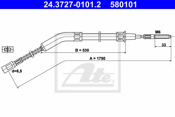24.3727-0101.2 ATE Brake System Cable, parking brake