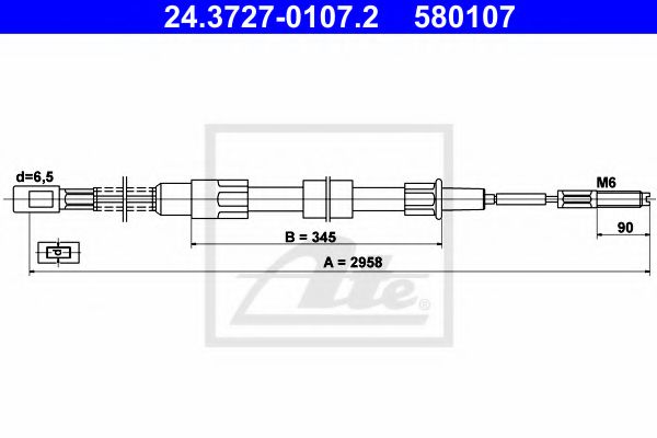 24.3727-0107.2 ATE Brake System Cable, parking brake