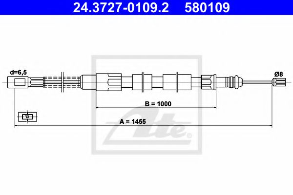 24.3727-0109.2 ATE Brake System Cable, parking brake