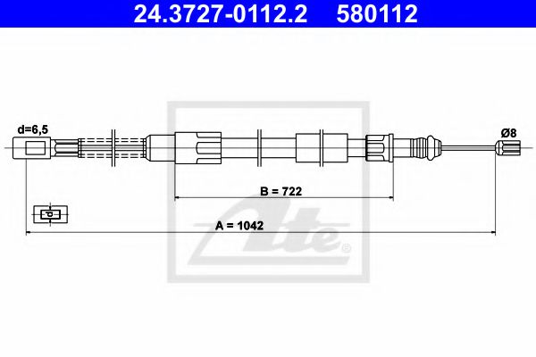 24.3727-0112.2 ATE Brake System Cable, parking brake