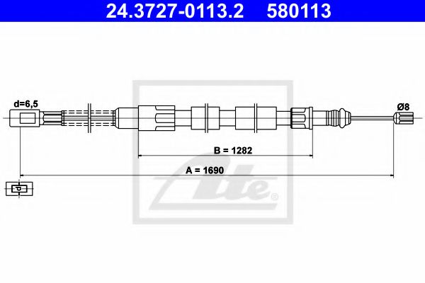 24.3727-0113.2 ATE Brake System Cable, parking brake