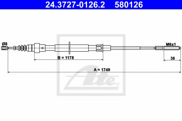 24.3727-0126.2 ATE Cable, parking brake