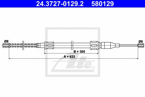24.3727-0129.2 ATE Brake System Cable, parking brake