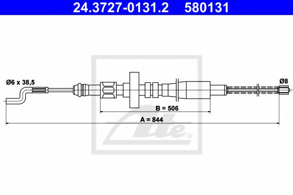 24.3727-0131.2 ATE Brake System Cable, parking brake