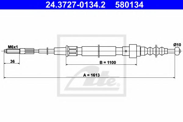 24.3727-0134.2 ATE Brake System Cable, parking brake