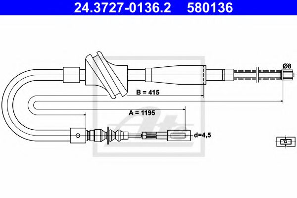24.3727-0136.2 ATE Brake System Cable, parking brake