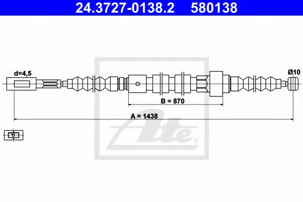 24.3727-0138.2 ATE Brake System Cable, parking brake