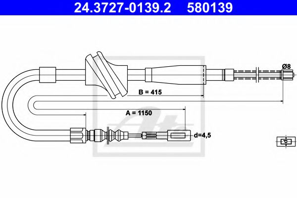 24.3727-0139.2 ATE Brake System Cable, parking brake