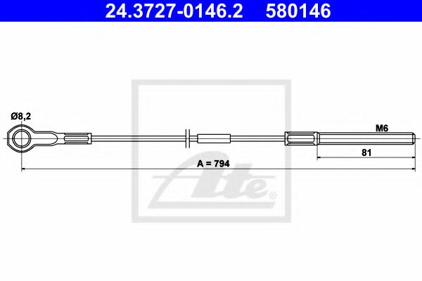 24.3727-0146.2 ATE Brake System Cable, parking brake