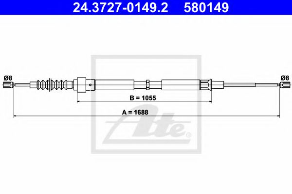24.3727-0149.2 ATE Brake System Cable, parking brake