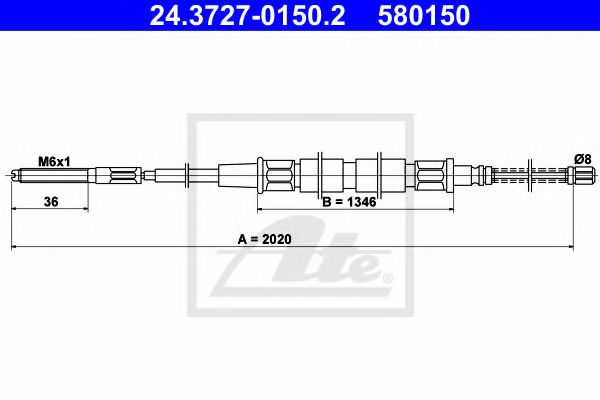 24.3727-0150.2 ATE Brake System Cable, parking brake