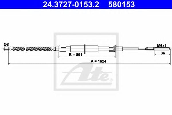 24.3727-0153.2 ATE Brake System Cable, parking brake