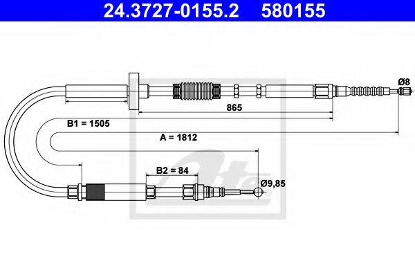 24.3727-0155.2 ATE Brake System Cable, parking brake