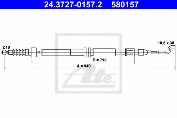 24.3727-0157.2 ATE Brake System Cable, parking brake
