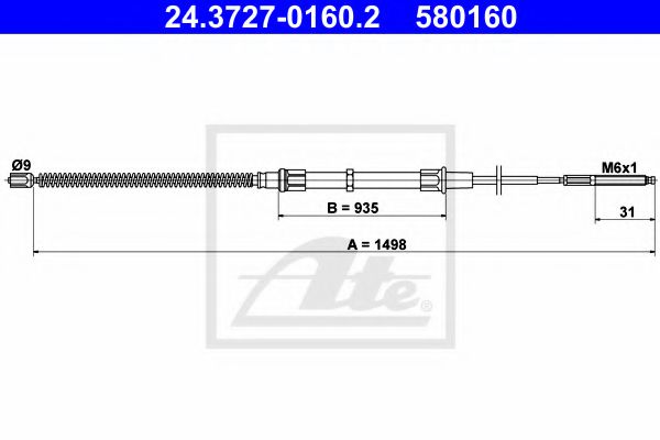 24.3727-0160.2 ATE Cable, parking brake