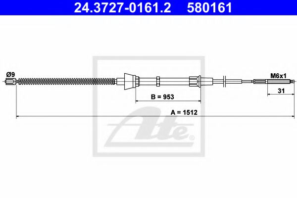 24.3727-0161.2 ATE Brake System Cable, parking brake