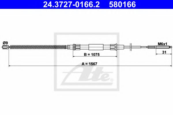 24.3727-0166.2 ATE Brake System Cable, parking brake