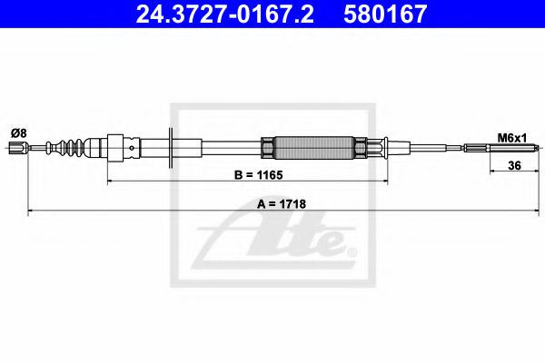 24.3727-0167.2 ATE Brake System Cable, parking brake