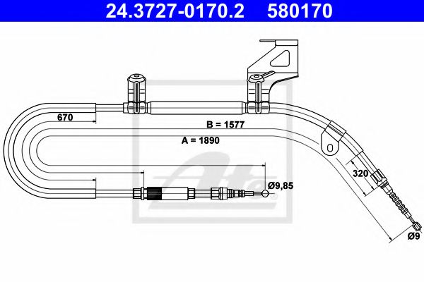 24.3727-0170.2 ATE Cable, parking brake