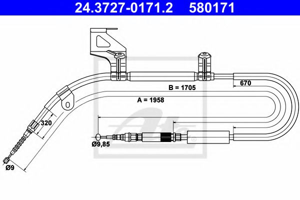 24.3727-0171.2 ATE Brake System Cable, parking brake
