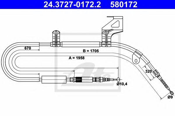 24.3727-0172.2 ATE Brake System Cable, parking brake
