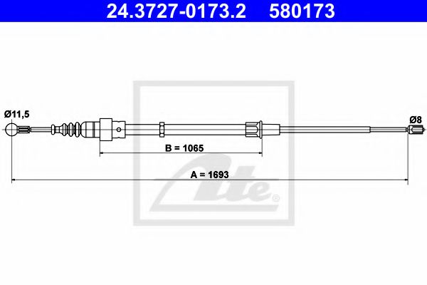 24.3727-0173.2 ATE Brake System Cable, parking brake