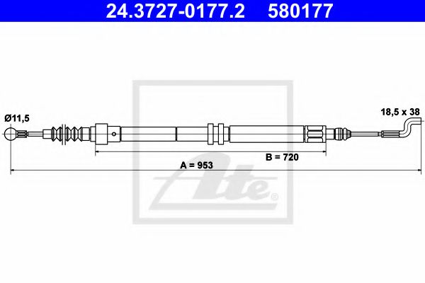 24.3727-0177.2 ATE Brake System Cable, parking brake