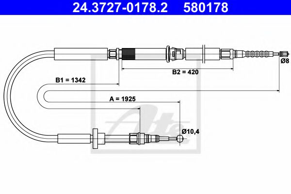 24.3727-0178.2 ATE Brake System Cable, parking brake