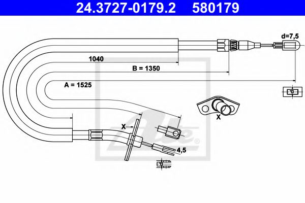 24.3727-0179.2 ATE Brake System Cable, parking brake