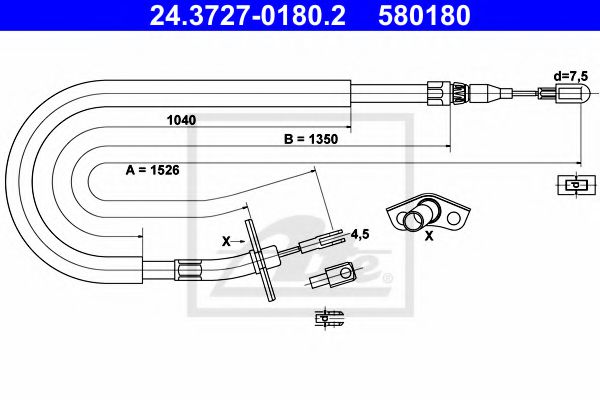 24.3727-0180.2 ATE Brake System Cable, parking brake