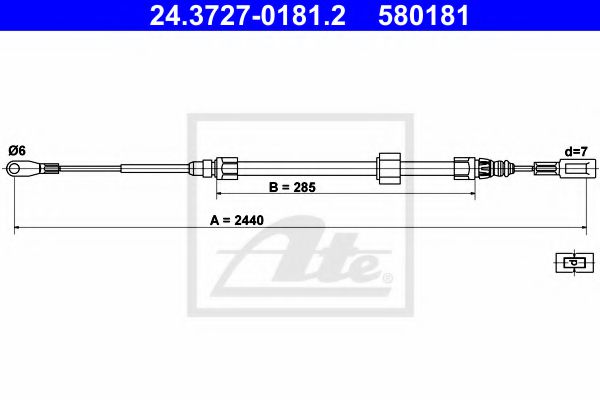 24.3727-0181.2 ATE Brake System Cable, parking brake
