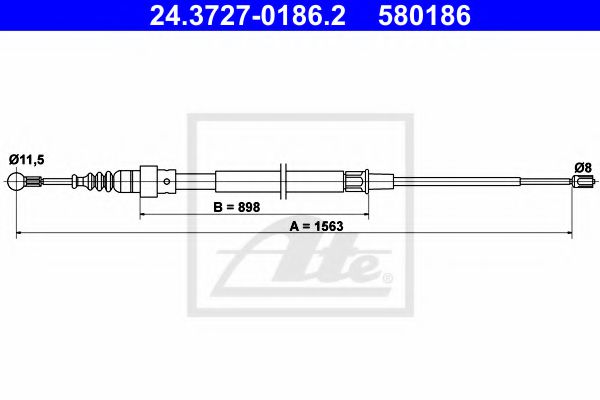 24.3727-0186.2 ATE Brake System Cable, parking brake