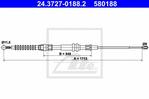 24.3727-0188.2 ATE Brake System Cable, parking brake