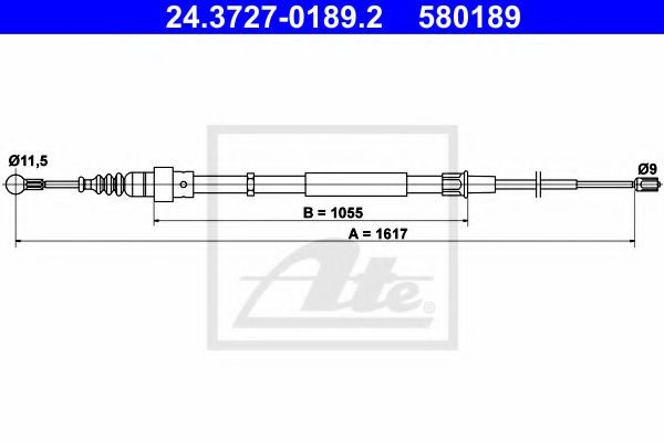 24.3727-0189.2 ATE Brake System Cable, parking brake