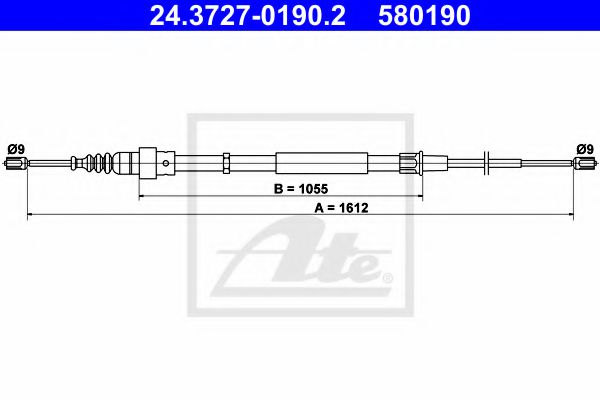 24.3727-0190.2 ATE Brake System Cable, parking brake