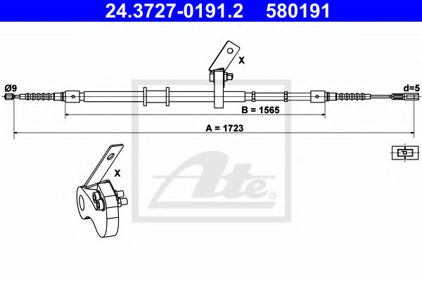 24.3727-0191.2 ATE Brake System Cable, parking brake