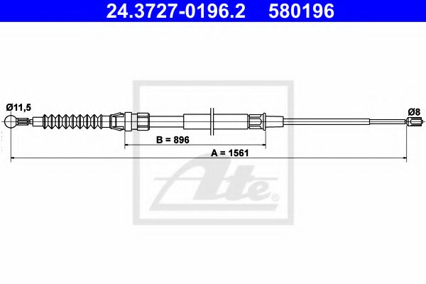 24.3727-0196.2 ATE Brake System Cable, parking brake