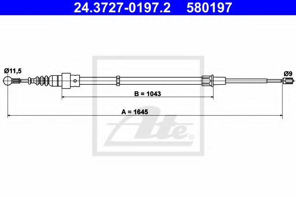24.3727-0197.2 ATE Brake System Cable, parking brake