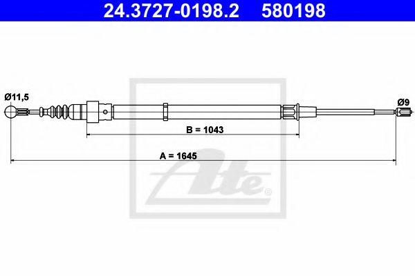 24.3727-0198.2 ATE Brake System Cable, parking brake