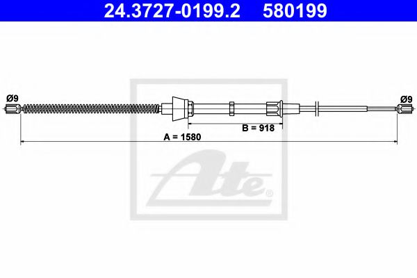 24.3727-0199.2 ATE Brake System Cable, parking brake
